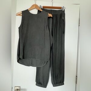 Two piece dark grey silk combo
